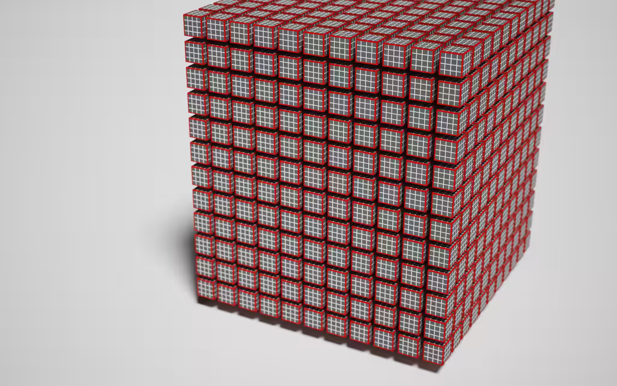 这是一个工作负载（workload），白色边框的立方体是工作项（work item），红色边框的立方体是工作组（workgroup）
